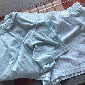 Victoria's Secret Light Blue & White Striped Lounge Shorts
